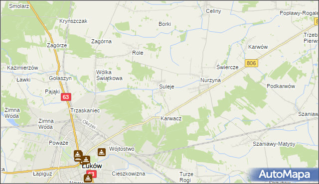 mapa Zabrodzie gmina Łuków, Zabrodzie gmina Łuków na mapie Targeo