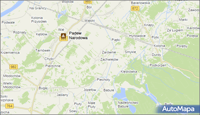 mapa Zachwiejów, Zachwiejów na mapie Targeo