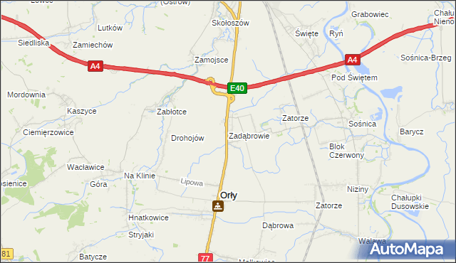 mapa Zadąbrowie gmina Orły, Zadąbrowie gmina Orły na mapie Targeo