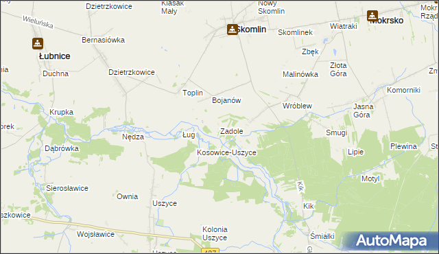 mapa Zadole gmina Skomlin, Zadole gmina Skomlin na mapie Targeo