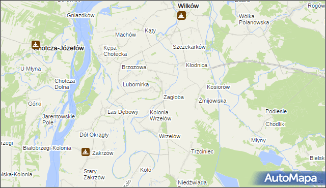 mapa Zagłoba gmina Wilków, Zagłoba gmina Wilków na mapie Targeo