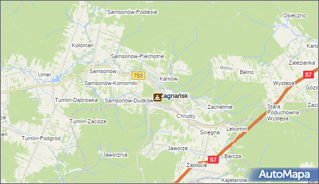 mapa Zagnańsk, Zagnańsk na mapie Targeo