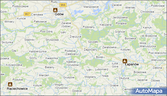 mapa Zagórzany gmina Gdów, Zagórzany gmina Gdów na mapie Targeo