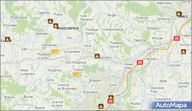 mapa Zagórzany gmina Gorlice, Zagórzany gmina Gorlice na mapie Targeo