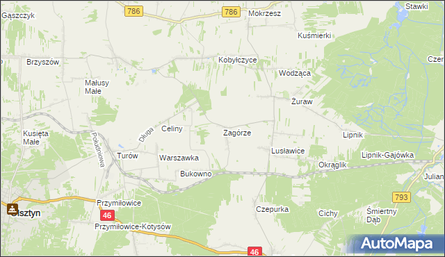 mapa Zagórze gmina Janów, Zagórze gmina Janów na mapie Targeo