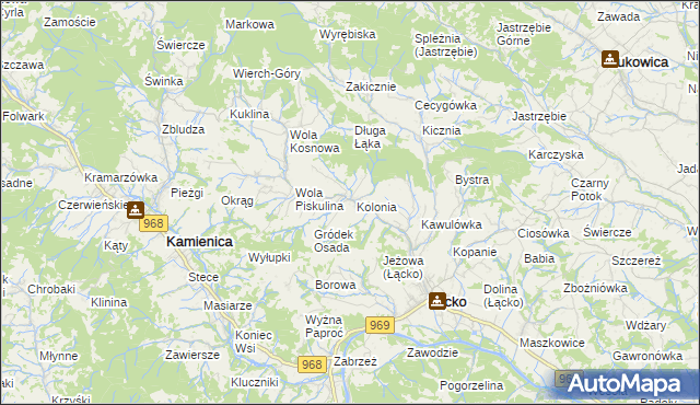 mapa Zagorzyn gmina Łącko, Zagorzyn gmina Łącko na mapie Targeo