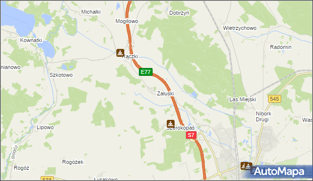 mapa Załuski gmina Nidzica, Załuski gmina Nidzica na mapie Targeo