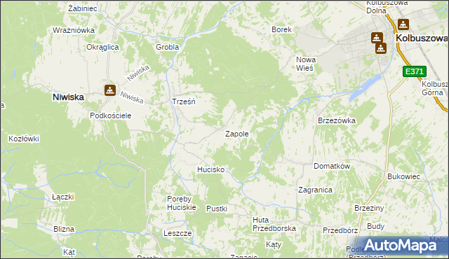 mapa Zapole gmina Niwiska, Zapole gmina Niwiska na mapie Targeo