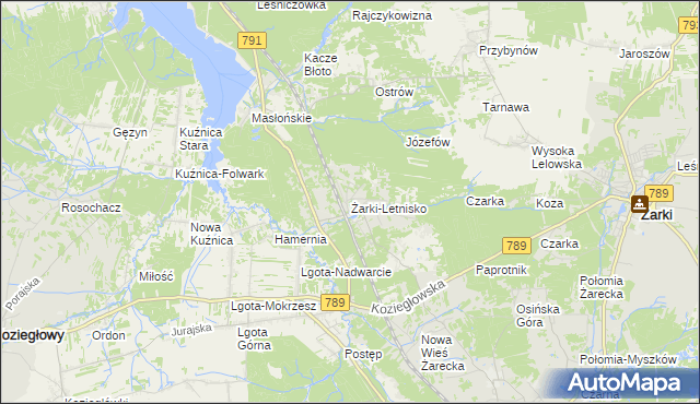 mapa Żarki-Letnisko, Żarki-Letnisko na mapie Targeo