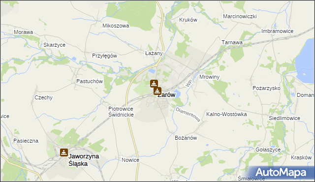 mapa Żarów powiat świdnicki, Żarów powiat świdnicki na mapie Targeo