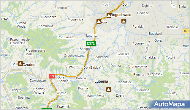 mapa Zarzecze gmina Boguchwała, Zarzecze gmina Boguchwała na mapie Targeo