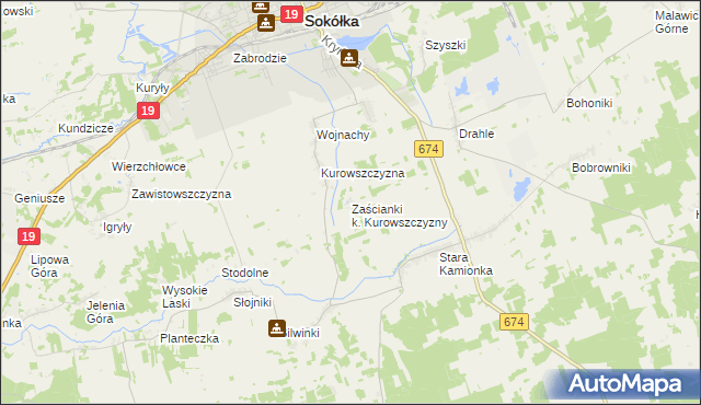 mapa Zaścianki k. Kurowszczyzny, Zaścianki k. Kurowszczyzny na mapie Targeo