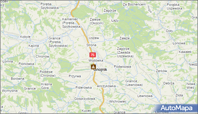 mapa Zawada Uszewska, Zawada Uszewska na mapie Targeo