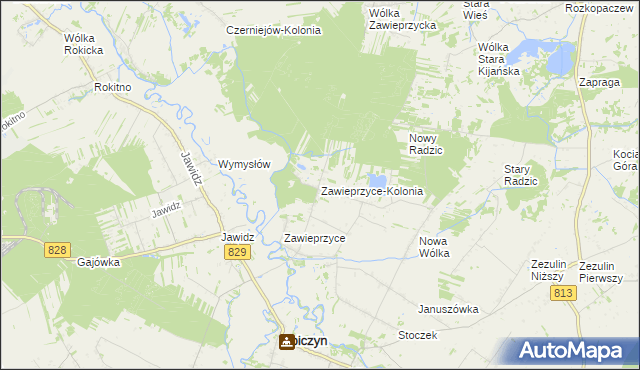 mapa Zawieprzyce-Kolonia, Zawieprzyce-Kolonia na mapie Targeo