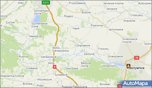 mapa Zbigniewice, Zbigniewice na mapie Targeo