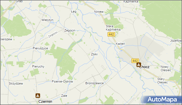 mapa Żbiki gmina Czermin, Żbiki gmina Czermin na mapie Targeo