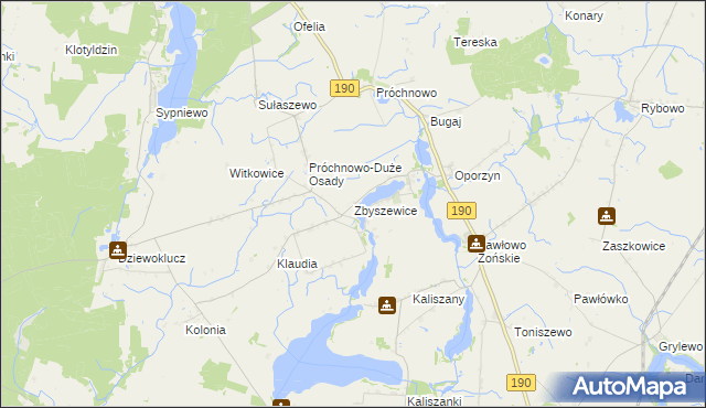 mapa Zbyszewice, Zbyszewice na mapie Targeo