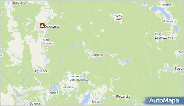 mapa Zdrójno gmina Osieczna, Zdrójno gmina Osieczna na mapie Targeo