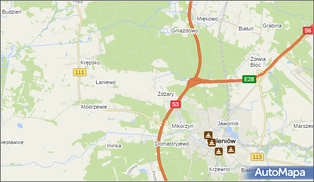 mapa Żdżary gmina Goleniów, Żdżary gmina Goleniów na mapie Targeo