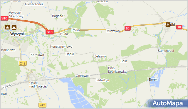 mapa Żelazno gmina Wyrzysk, Żelazno gmina Wyrzysk na mapie Targeo