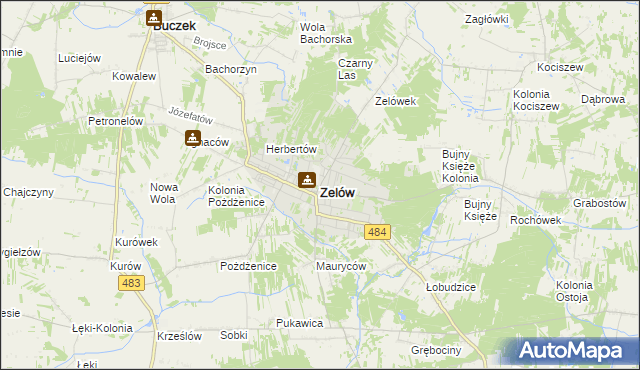 mapa Zelów, Zelów na mapie Targeo