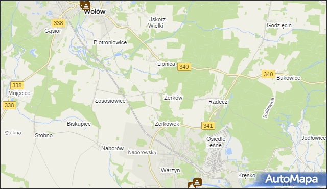 mapa Żerków gmina Brzeg Dolny, Żerków gmina Brzeg Dolny na mapie Targeo