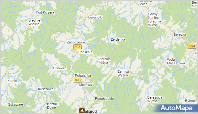 mapa Żernica Niżna, Żernica Niżna na mapie Targeo