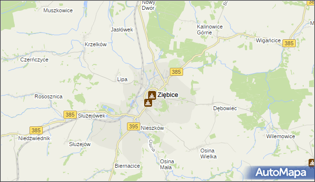 mapa Ziębice, Ziębice na mapie Targeo