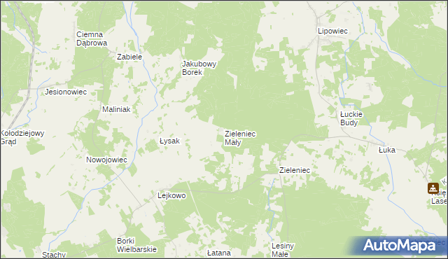 mapa Zieleniec Mały, Zieleniec Mały na mapie Targeo