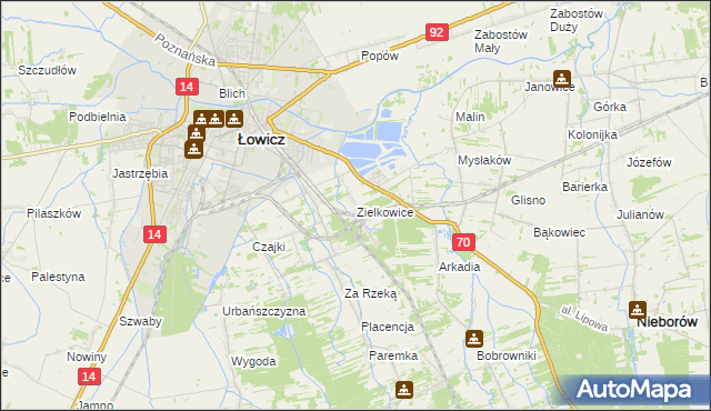 mapa Zielkowice, Zielkowice na mapie Targeo