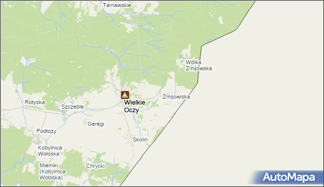 mapa Żmijowiska gmina Wielkie Oczy, Żmijowiska gmina Wielkie Oczy na mapie Targeo
