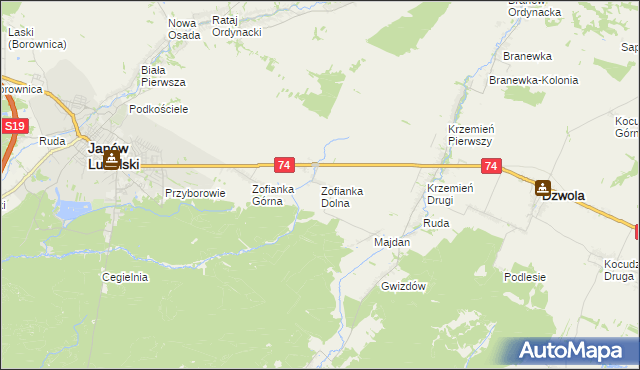 mapa Zofianka Dolna, Zofianka Dolna na mapie Targeo