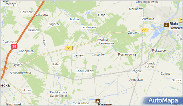 mapa Zofianów, Zofianów na mapie Targeo