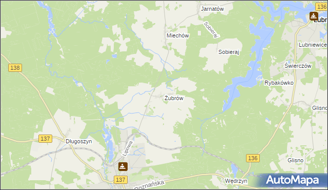 mapa Żubrów, Żubrów na mapie Targeo