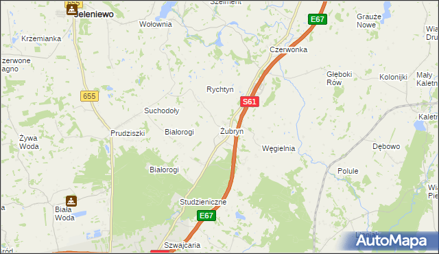 mapa Żubryn, Żubryn na mapie Targeo