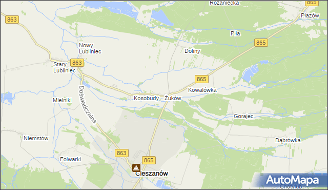 mapa Żuków gmina Cieszanów, Żuków gmina Cieszanów na mapie Targeo