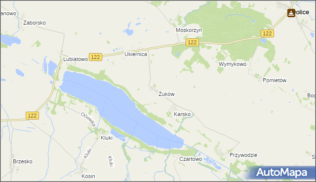mapa Żuków gmina Przelewice, Żuków gmina Przelewice na mapie Targeo