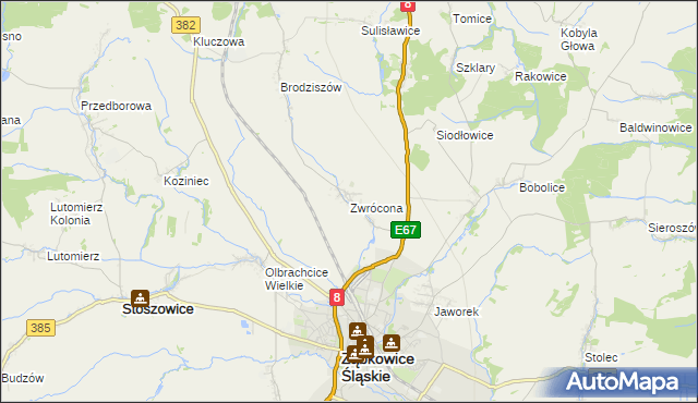 mapa Zwrócona, Zwrócona na mapie Targeo