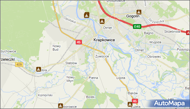 mapa Żywocice, Żywocice na mapie Targeo