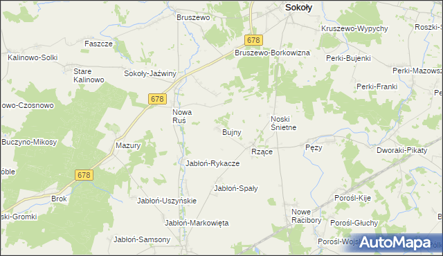 mapa Bujny gmina Sokoły, Bujny gmina Sokoły na mapie Targeo