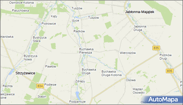 mapa Bychawka Trzecia-Kolonia, Bychawka Trzecia-Kolonia na mapie Targeo