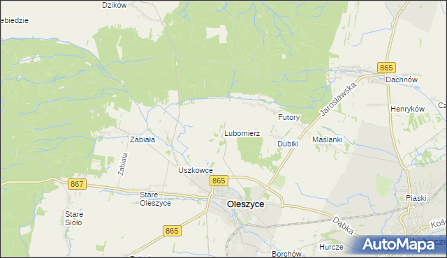 mapa Lubomierz gmina Oleszyce, Lubomierz gmina Oleszyce na mapie Targeo