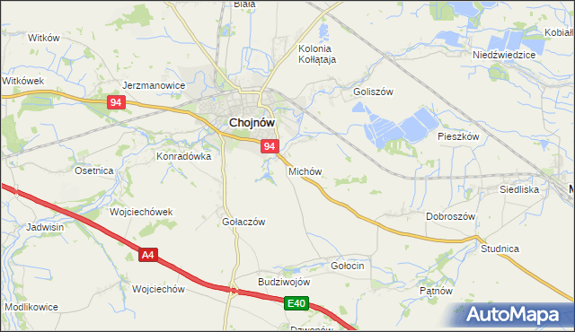 mapa Michów gmina Chojnów, Michów gmina Chojnów na mapie Targeo