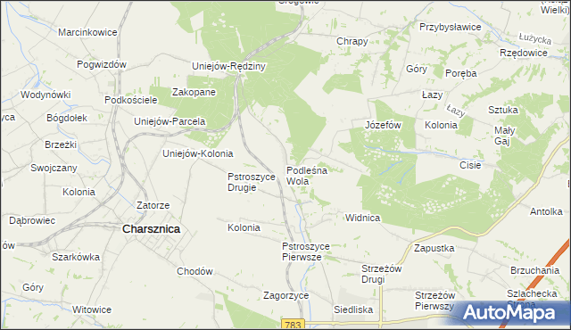 mapa Podleśna Wola, Podleśna Wola na mapie Targeo