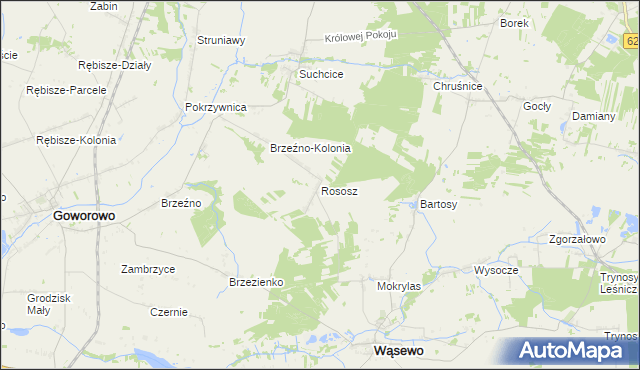 mapa Rososz gmina Wąsewo, Rososz gmina Wąsewo na mapie Targeo