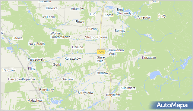 mapa Stare Pole gmina Gowarczów, Stare Pole gmina Gowarczów na mapie Targeo