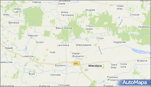 mapa Władysławów gmina Wierzbica, Władysławów gmina Wierzbica na mapie Targeo