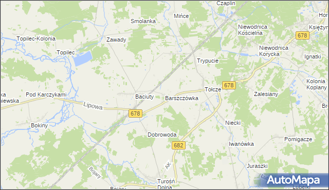 mapa Barszczówka gmina Turośń Kościelna, Barszczówka gmina Turośń Kościelna na mapie Targeo