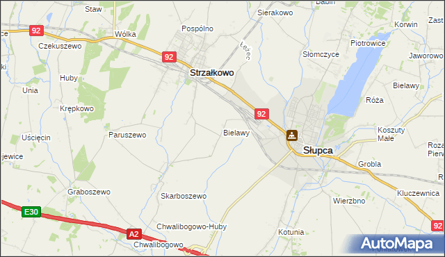 mapa Bielawy gmina Strzałkowo, Bielawy gmina Strzałkowo na mapie Targeo