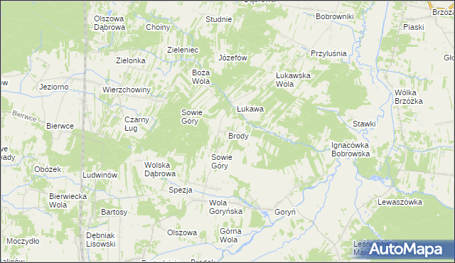 mapa Brody gmina Jastrzębia, Brody gmina Jastrzębia na mapie Targeo